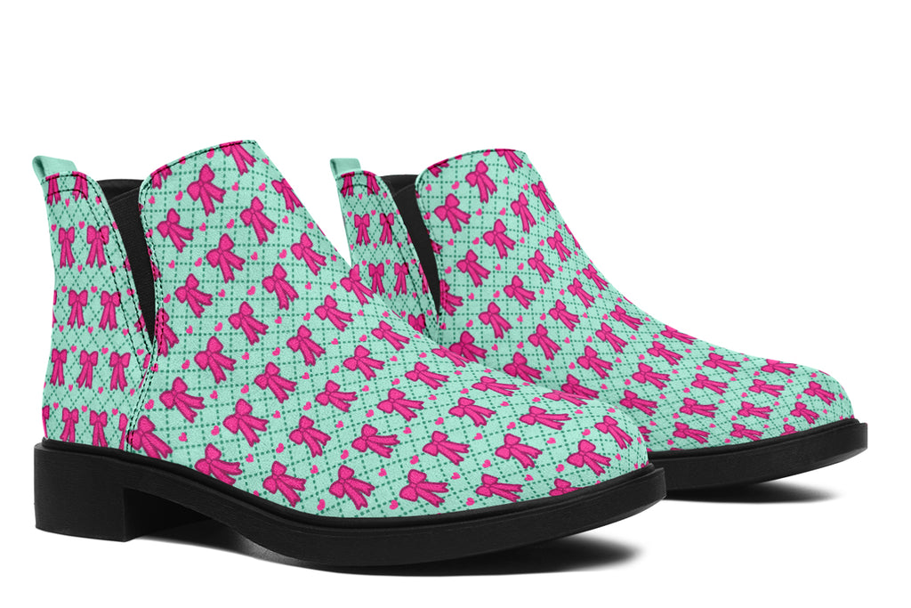 Hot Pink Bows on Mint