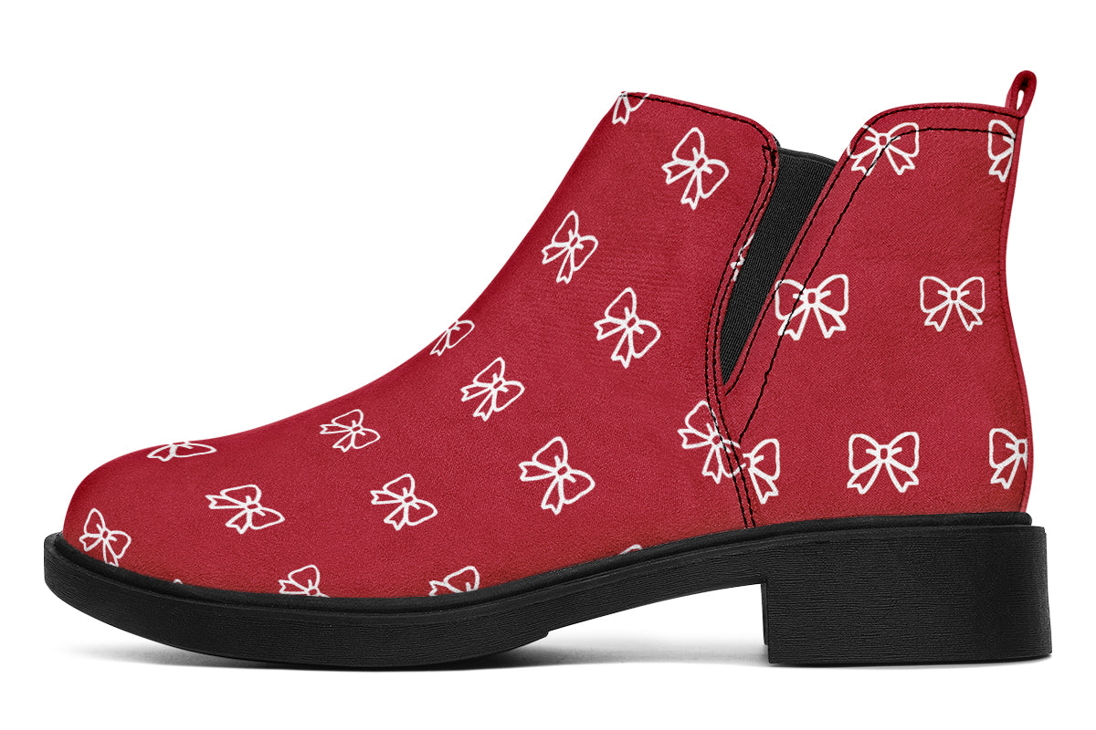 White Bows on Red