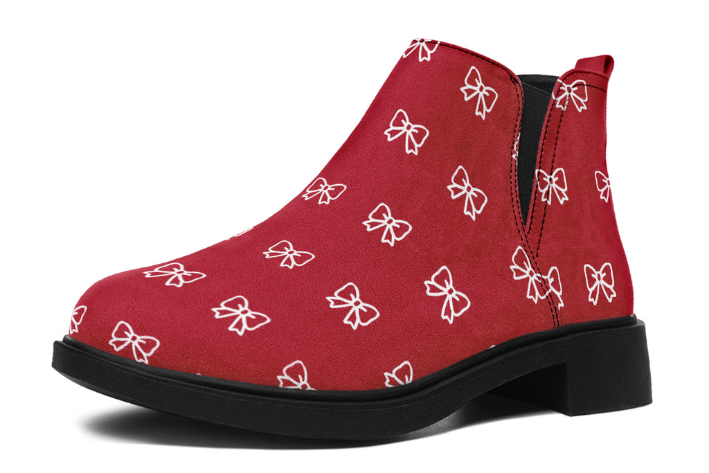 White Bows on Red