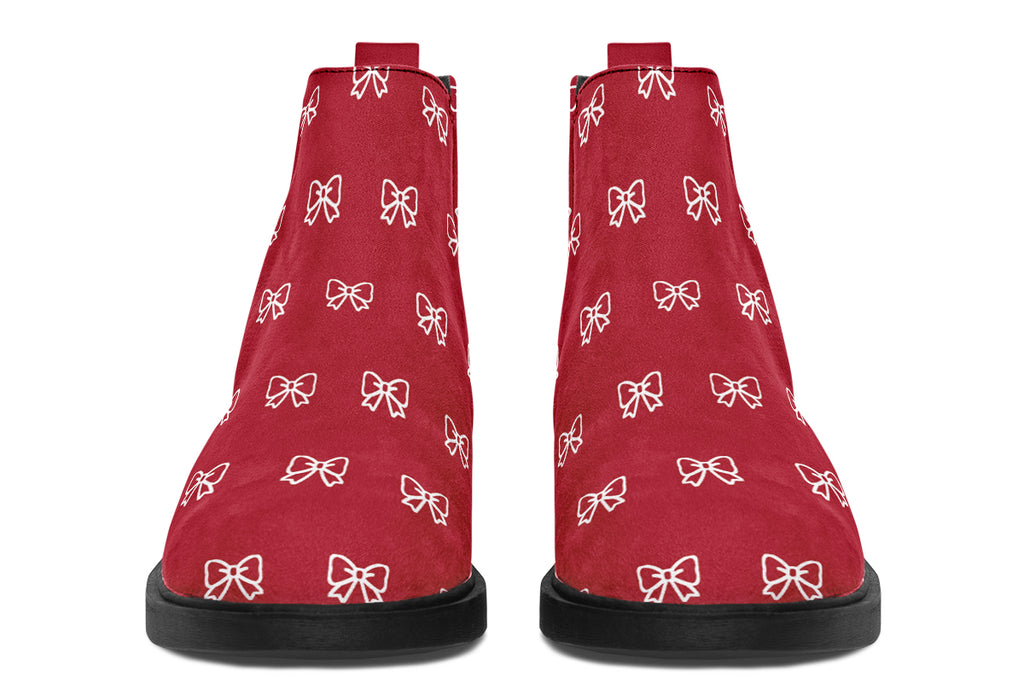 White Bows on Red