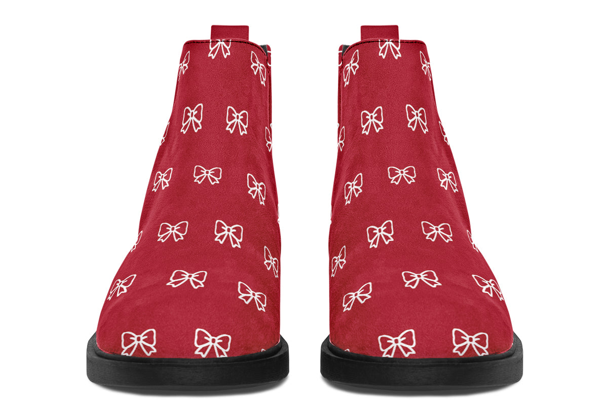 White Bows on Red