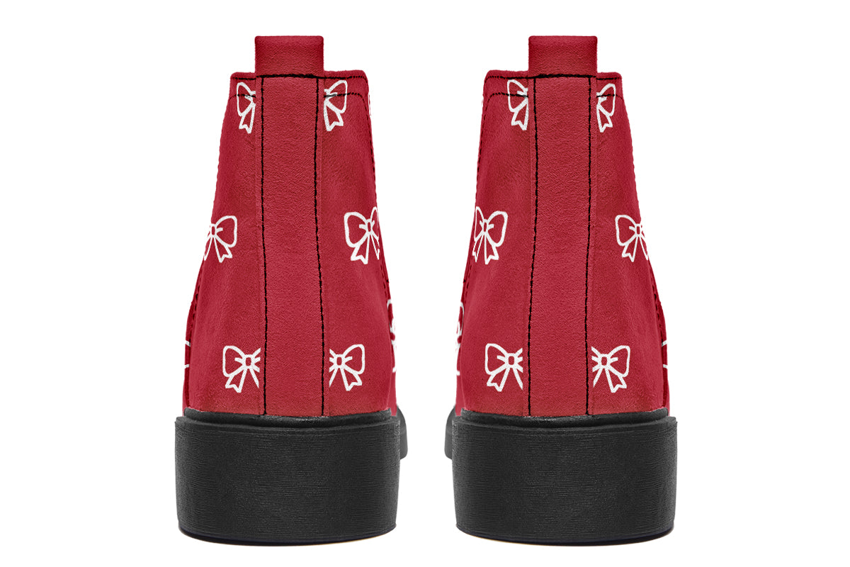 White Bows on Red