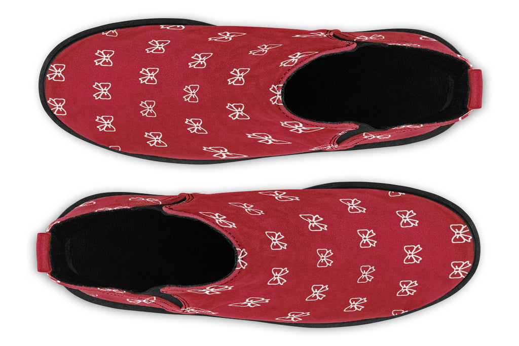 White Bows on Red