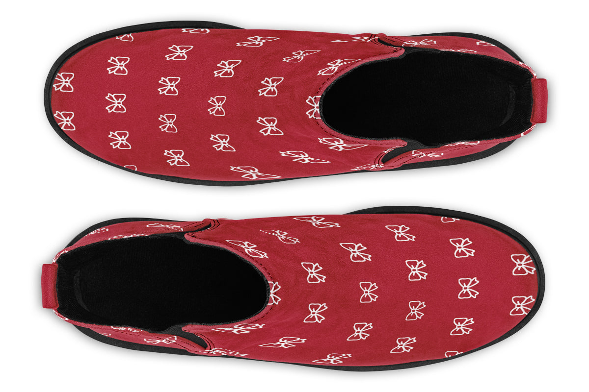 White Bows on Red