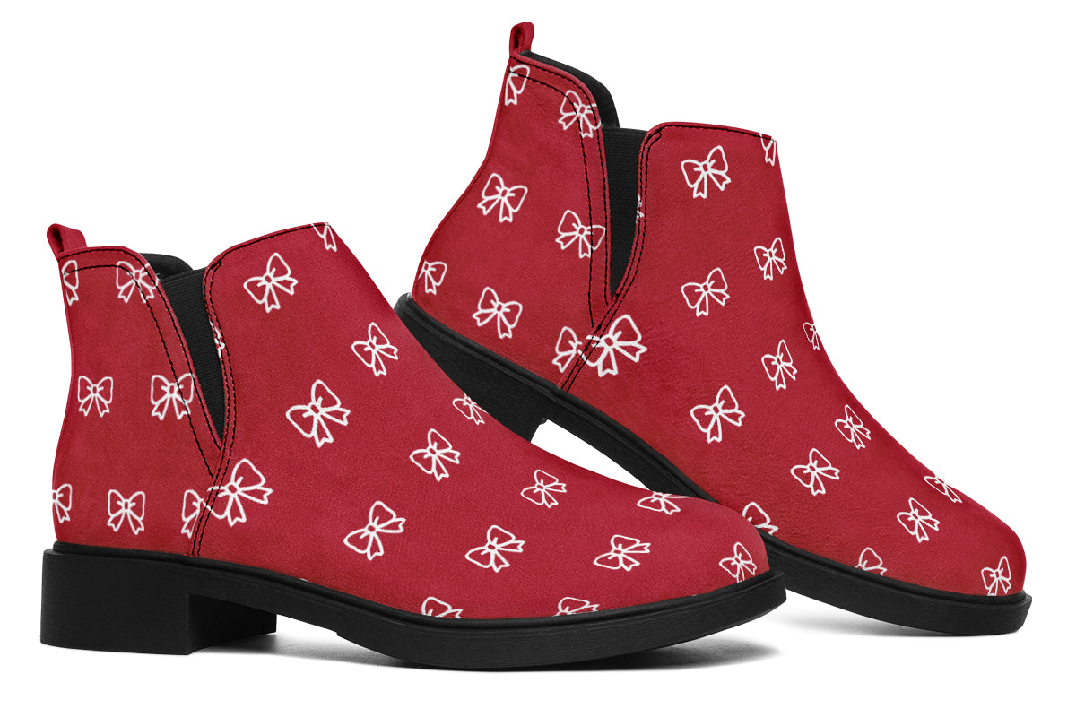 White Bows on Red