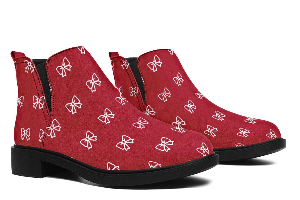 White Bows on Red