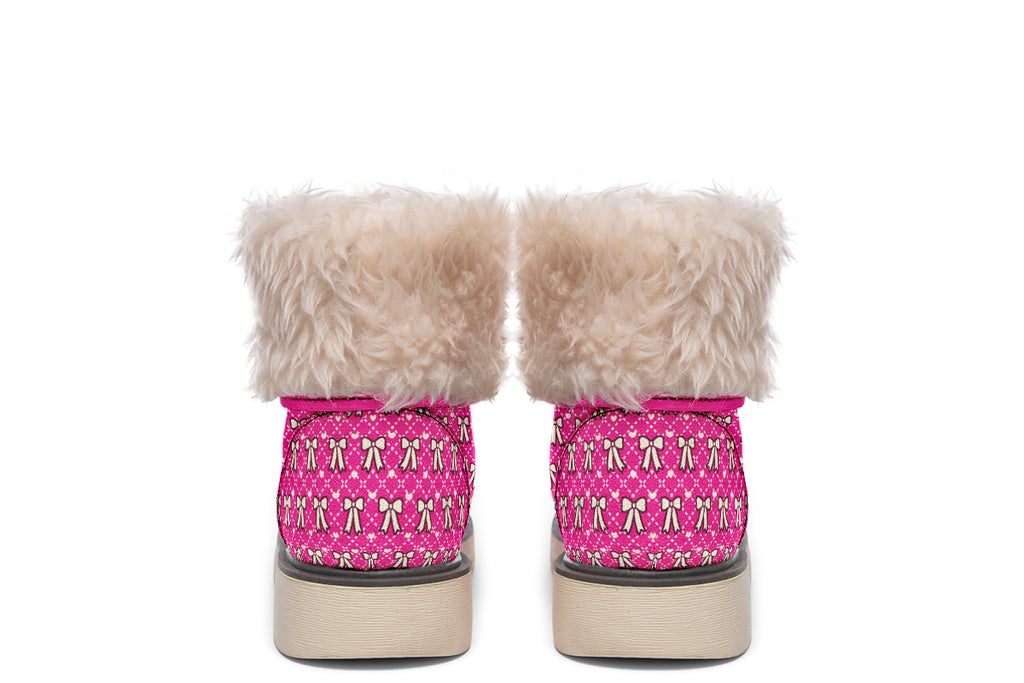 Cream Bows on Hot Pink
