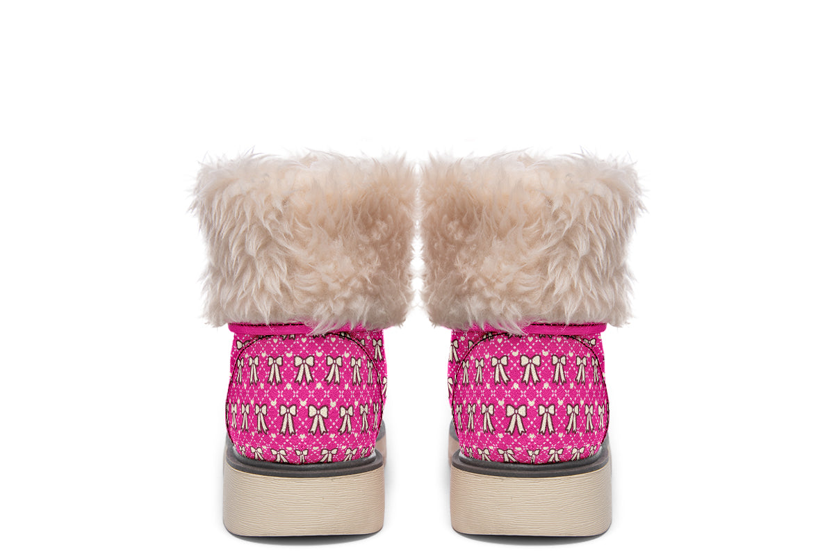Cream Bows on Hot Pink