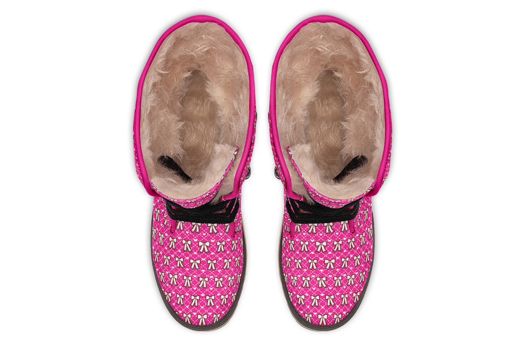 Cream Bows on Hot Pink
