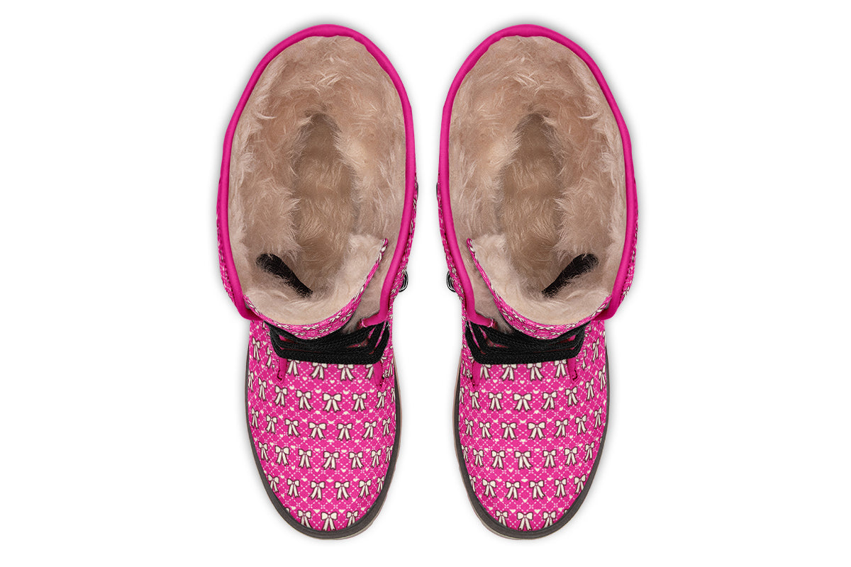 Cream Bows on Hot Pink