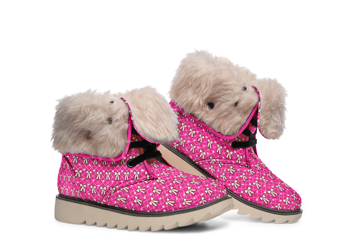 Cream Bows on Hot Pink