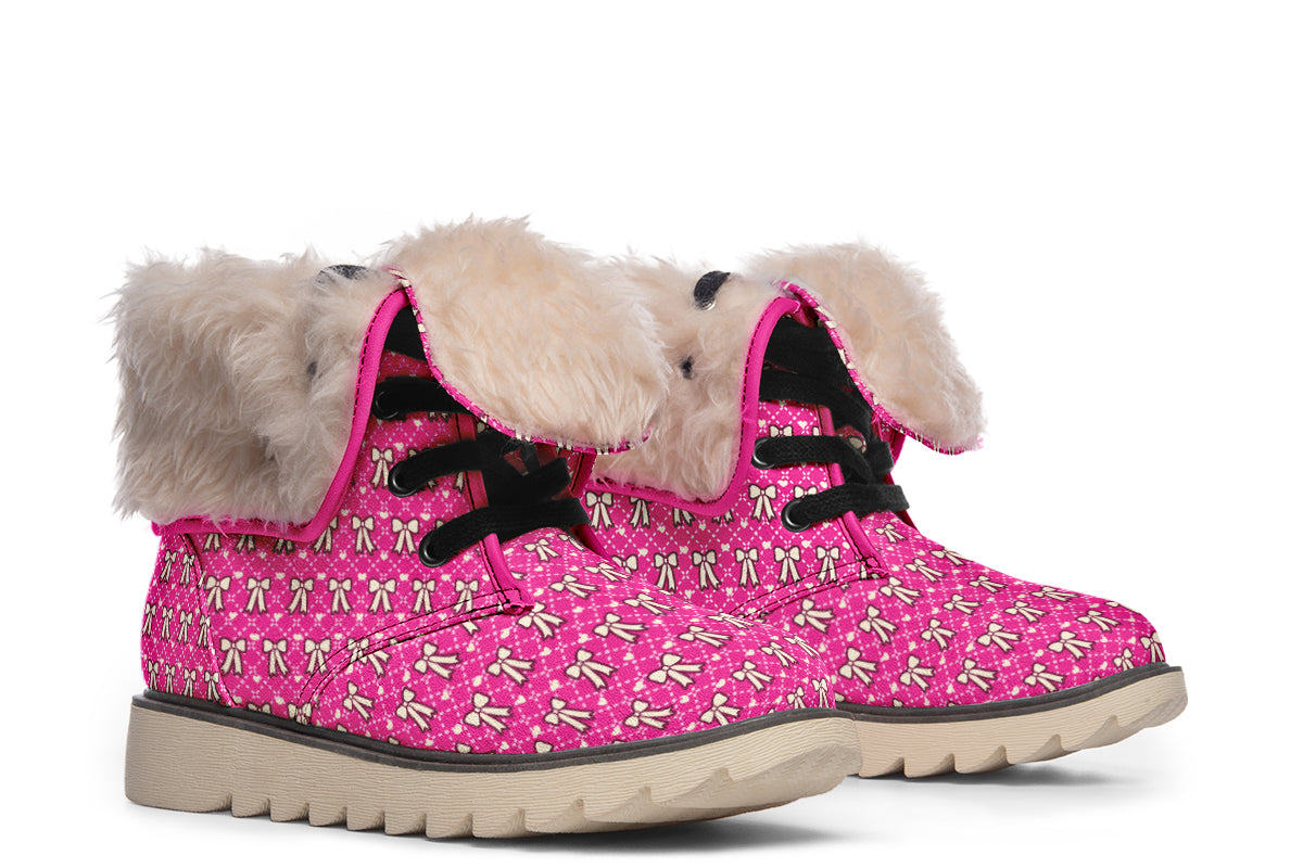 Cream Bows on Hot Pink