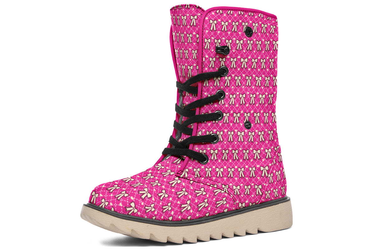 Cream Bows on Hot Pink