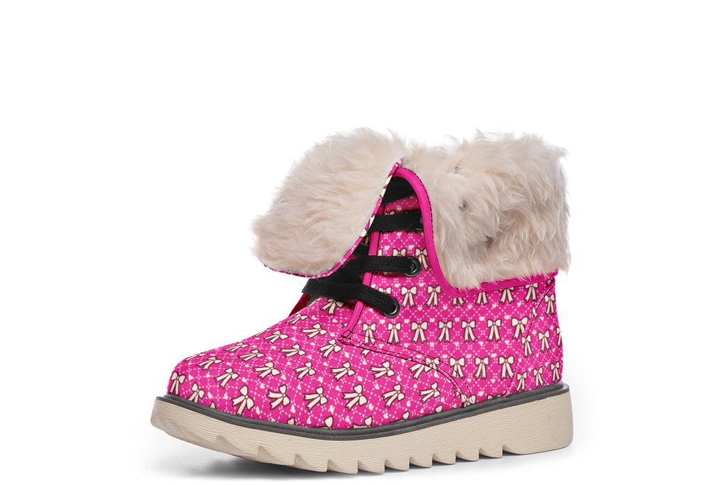 Cream Bows on Hot Pink