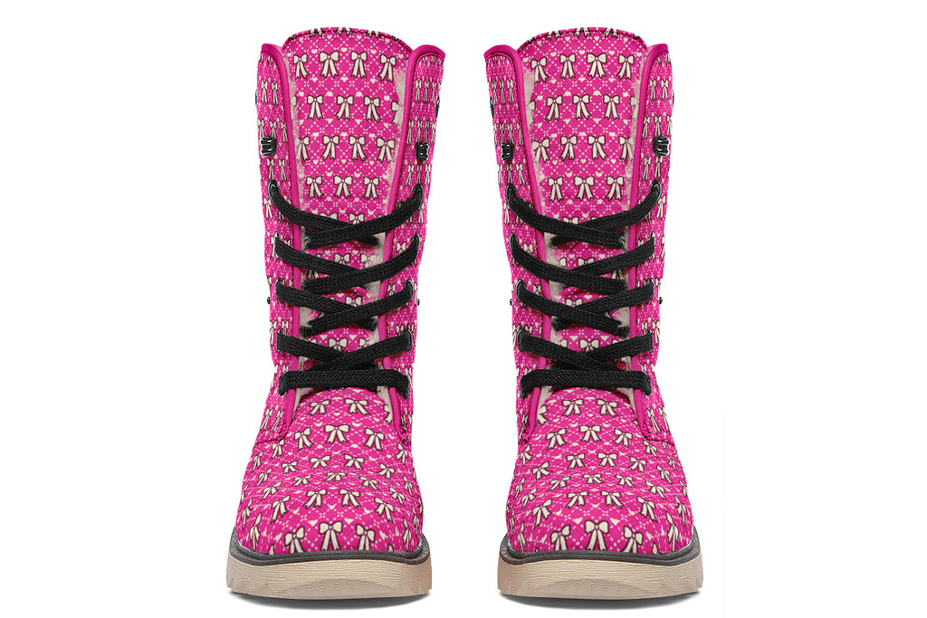 Cream Bows on Hot Pink