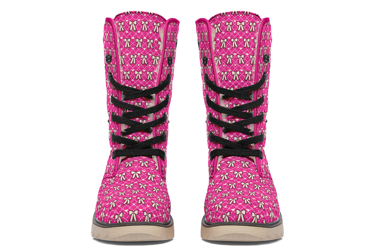 Cream Bows on Hot Pink
