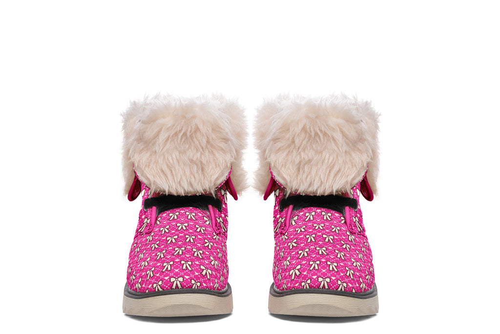 Cream Bows on Hot Pink