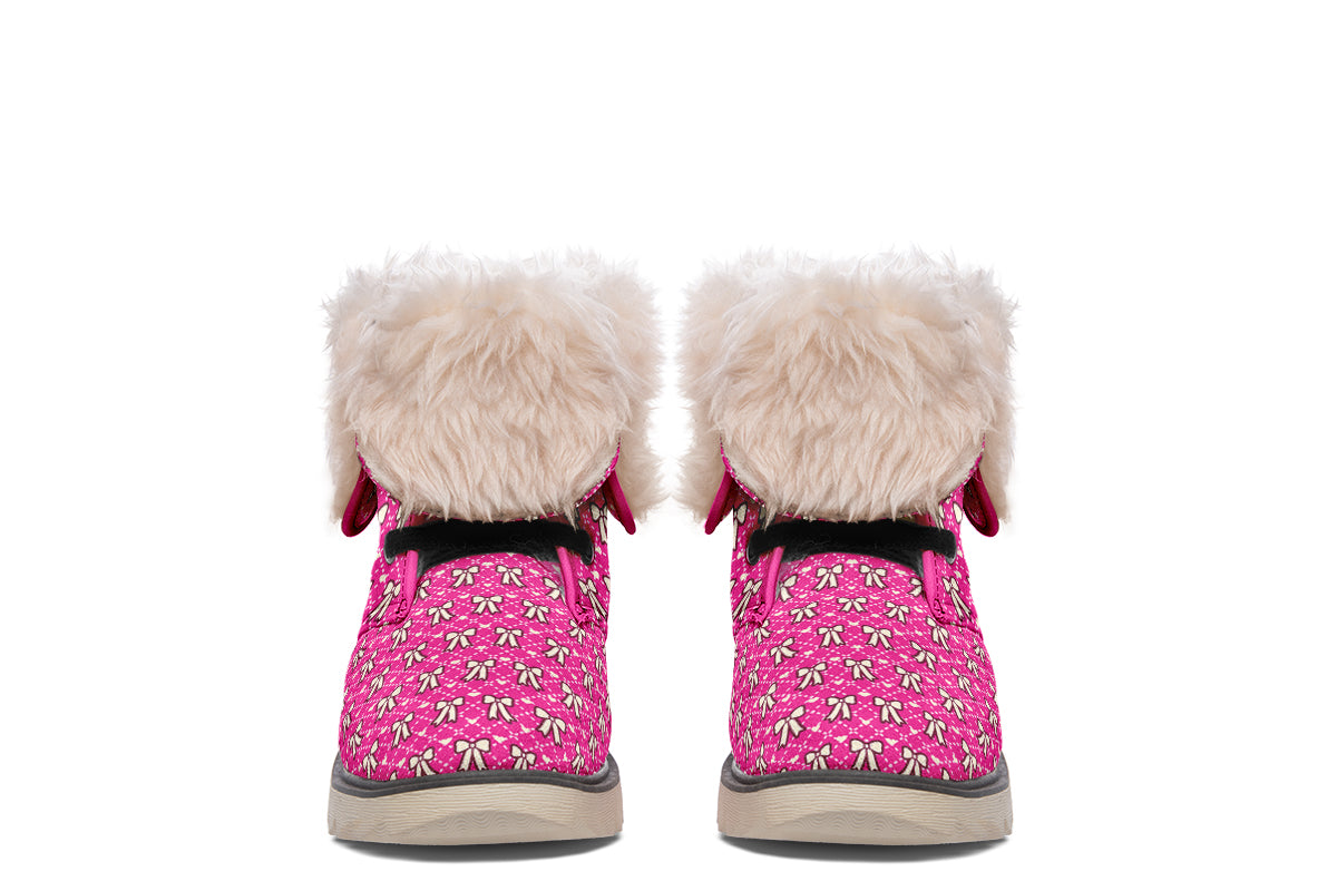 Cream Bows on Hot Pink