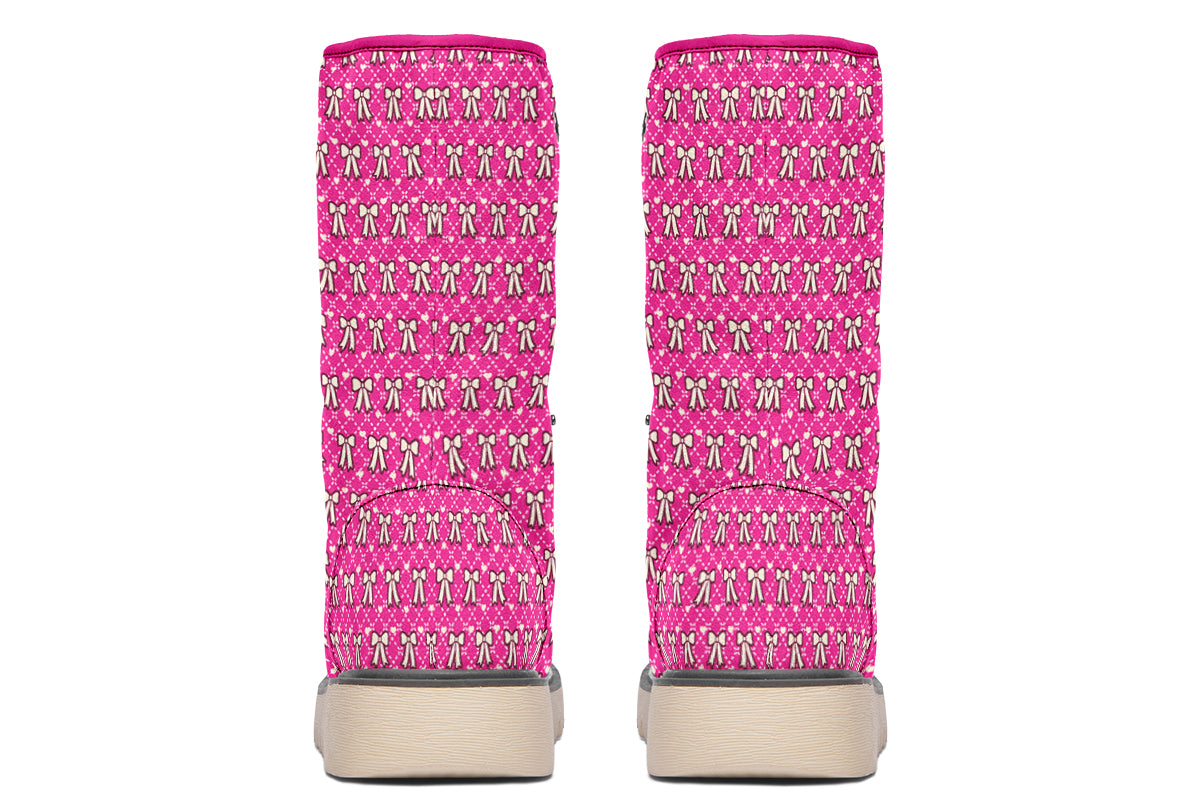 Cream Bows on Hot Pink
