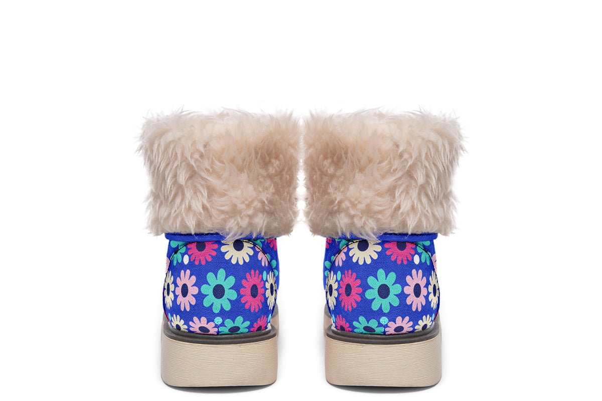 Royal Blue Retro Daisies