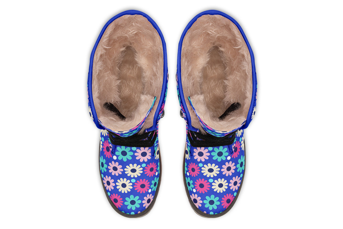 Royal Blue Retro Daisies