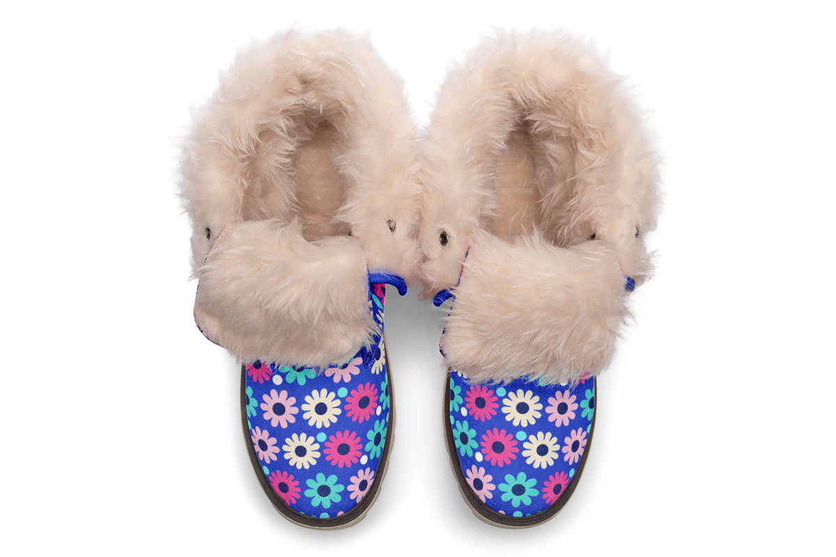 Royal Blue Retro Daisies