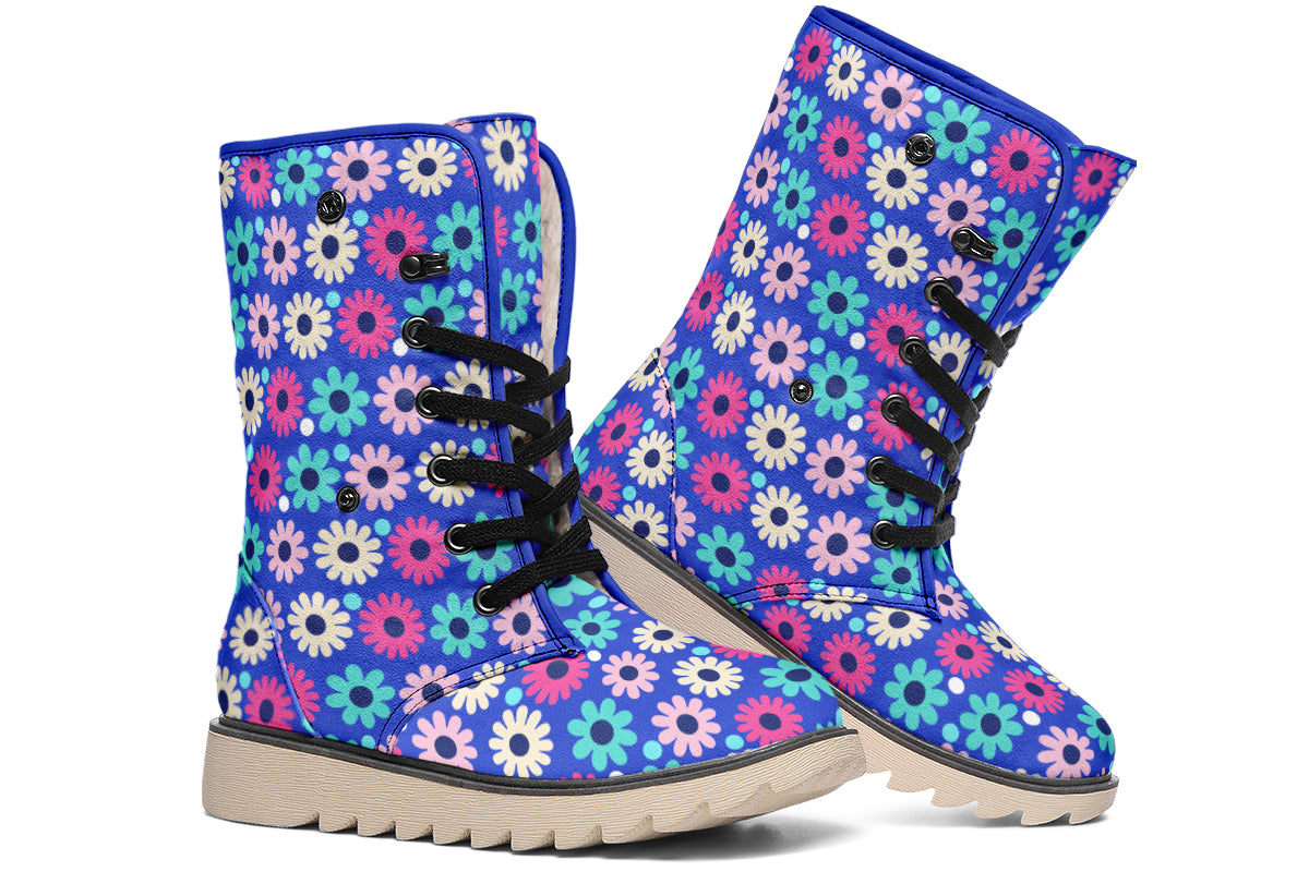Royal Blue Retro Daisies