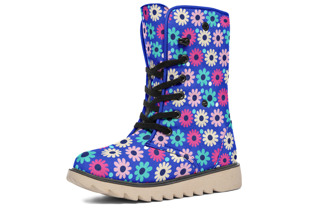 Royal Blue Retro Daisies