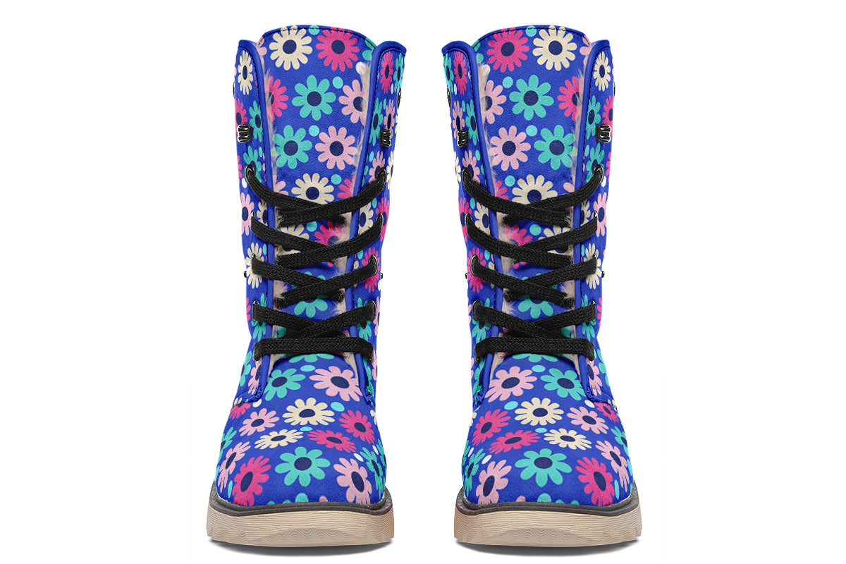 Royal Blue Retro Daisies