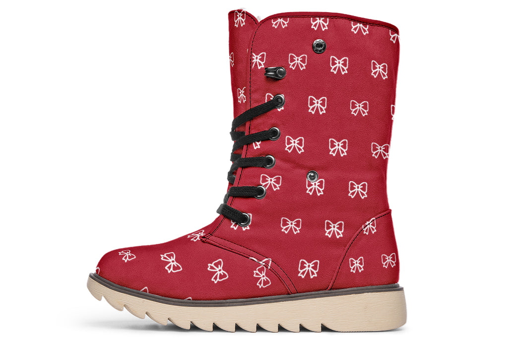 White Bows on Red