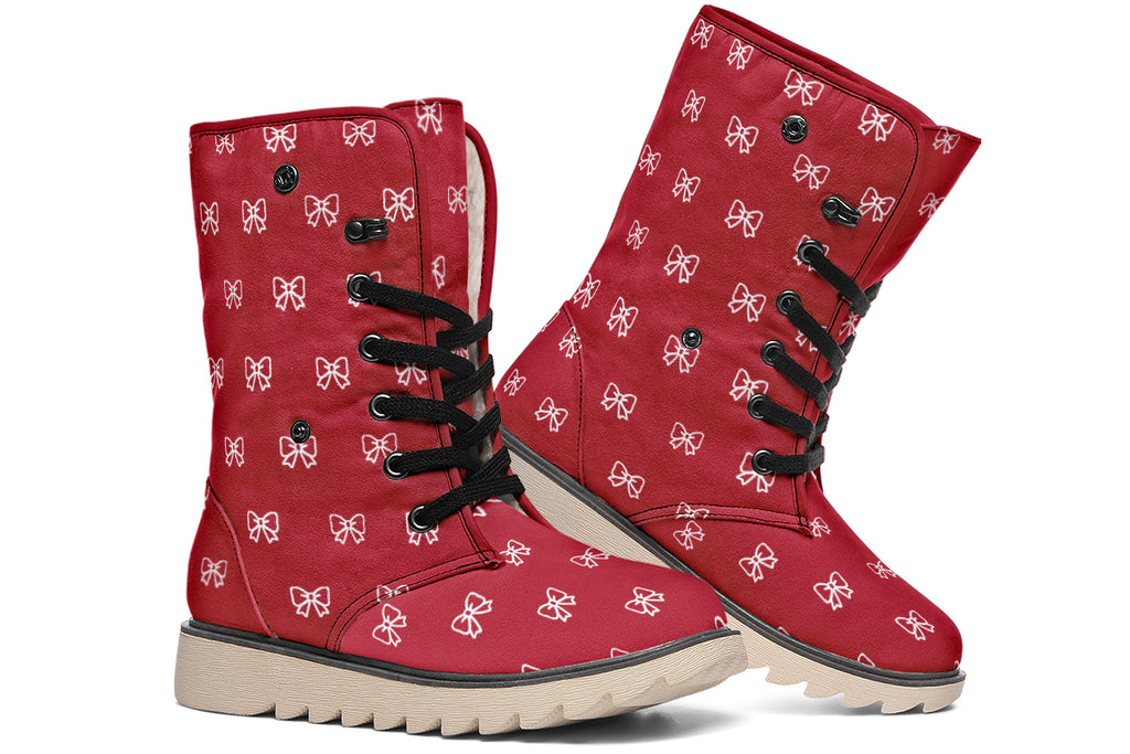 White Bows on Red