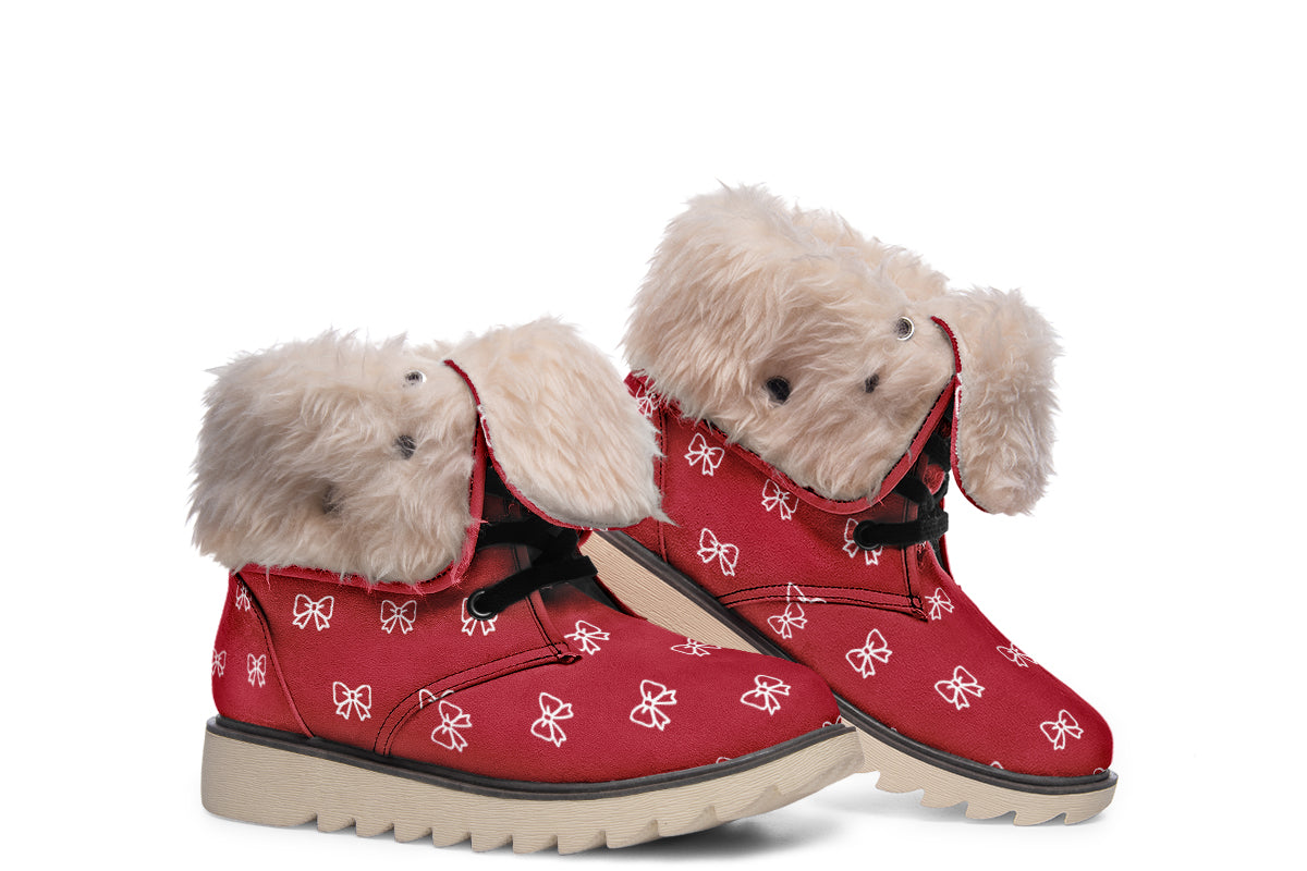 White Bows on Red