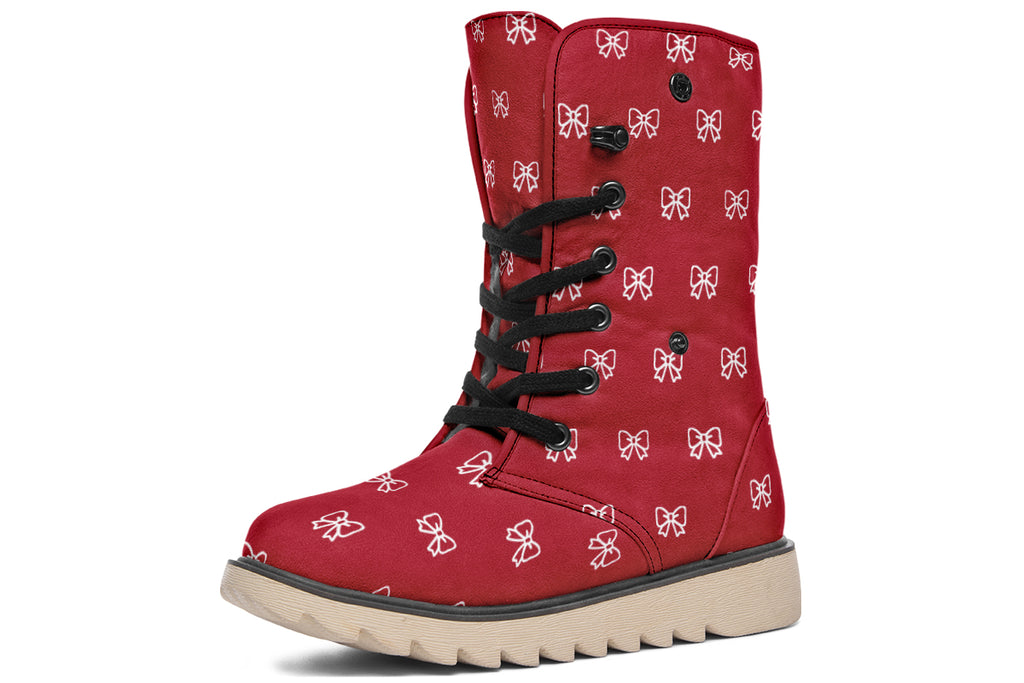 White Bows on Red
