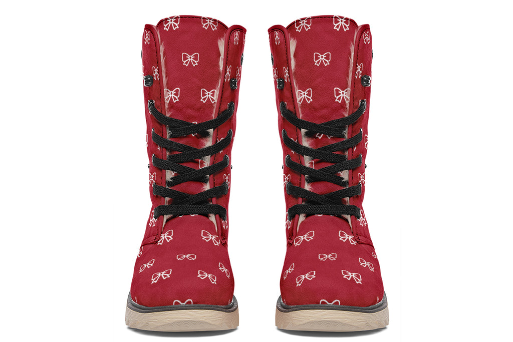 White Bows on Red