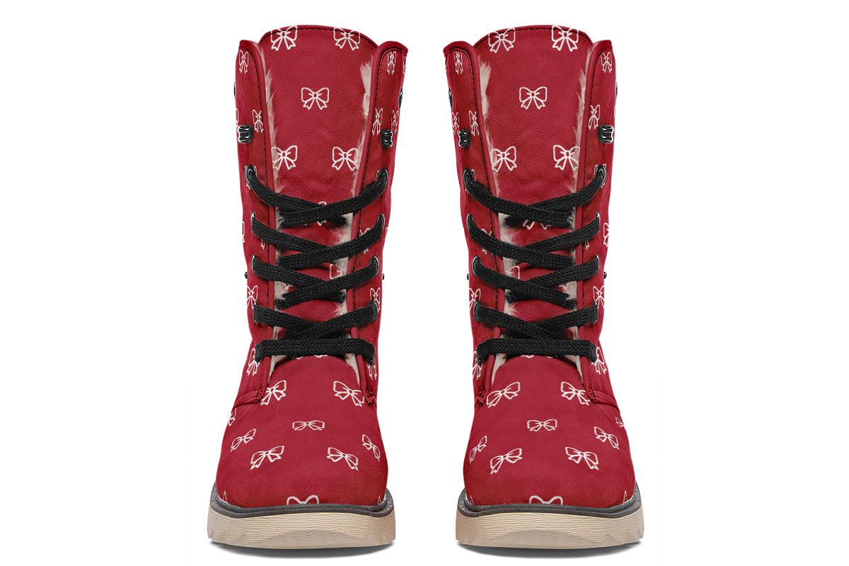 White Bows on Red