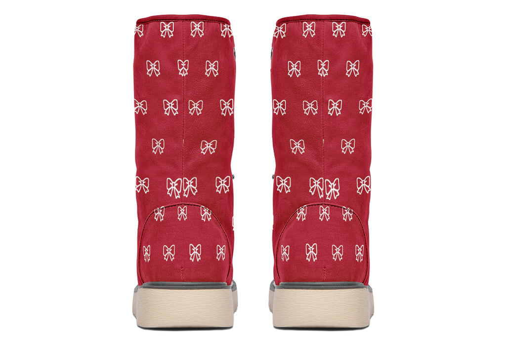 White Bows on Red