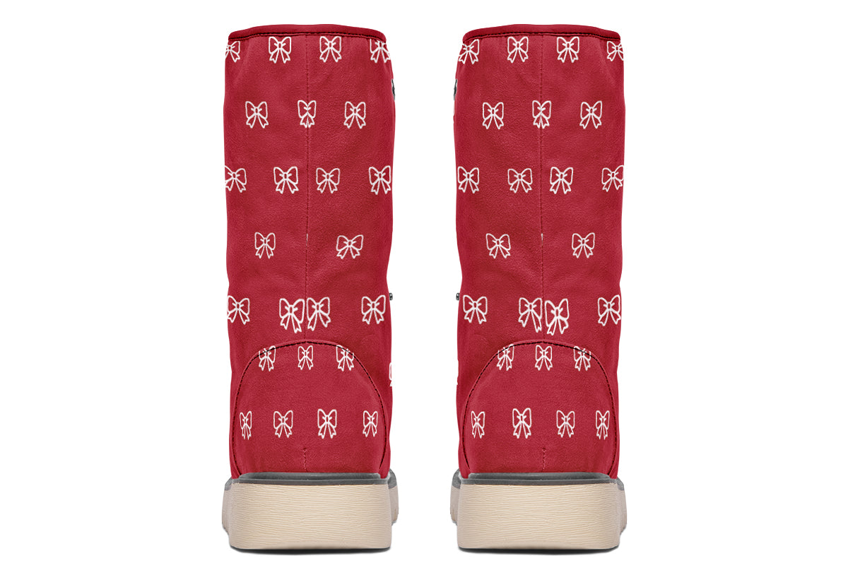 White Bows on Red