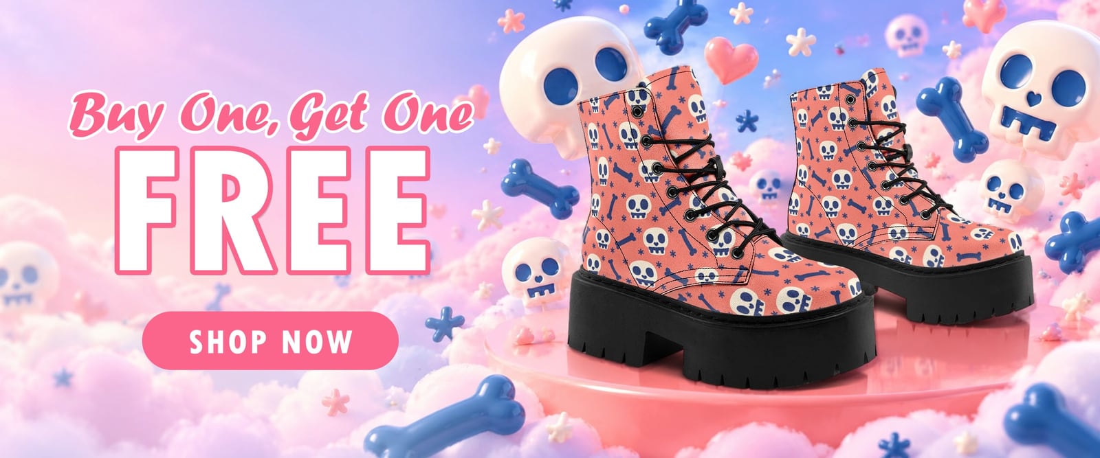 Buy one, get one free on Skulls and Bones Chunky Boots. Shop now.
