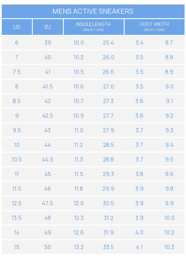 Men size chart