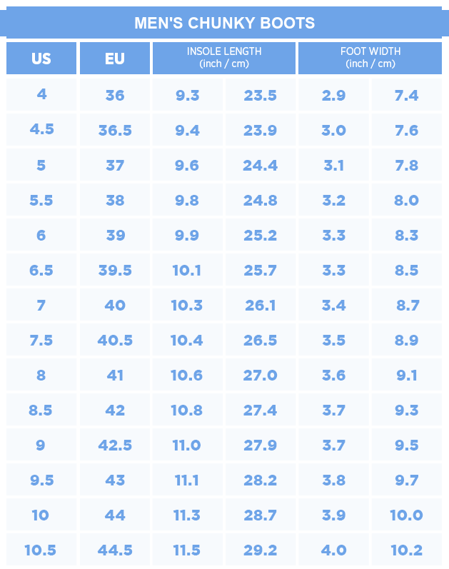 Men size chart