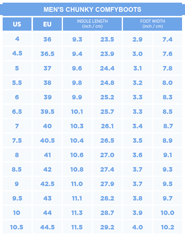 Men size chart