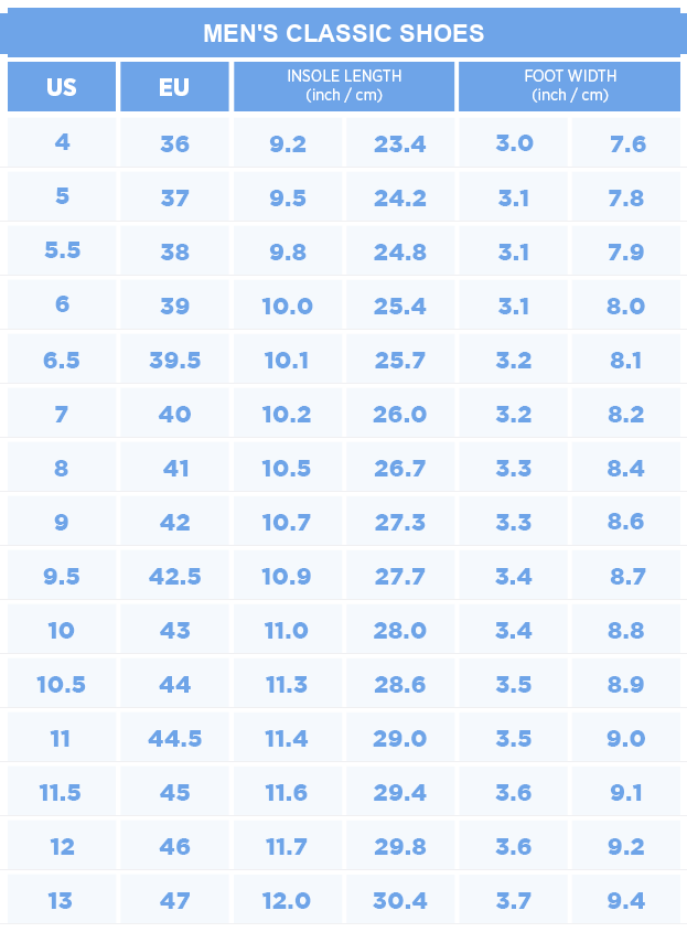 Men size chart
